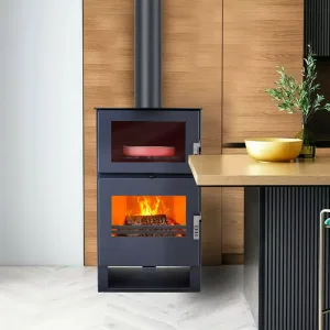 Poêle à bois avec four Carrio Inox – 9 Kw