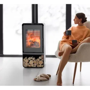 Poêle à bois Domino avec range bûche – 8,5 Kw